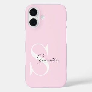 Coque Pour iPhone 16 Élégant Pastel Pink Monogram coque iphone