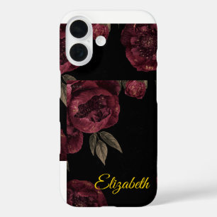 Coque Pour iPhone 16 Élégant Vintage floral foncé coque iphone de pivoi
