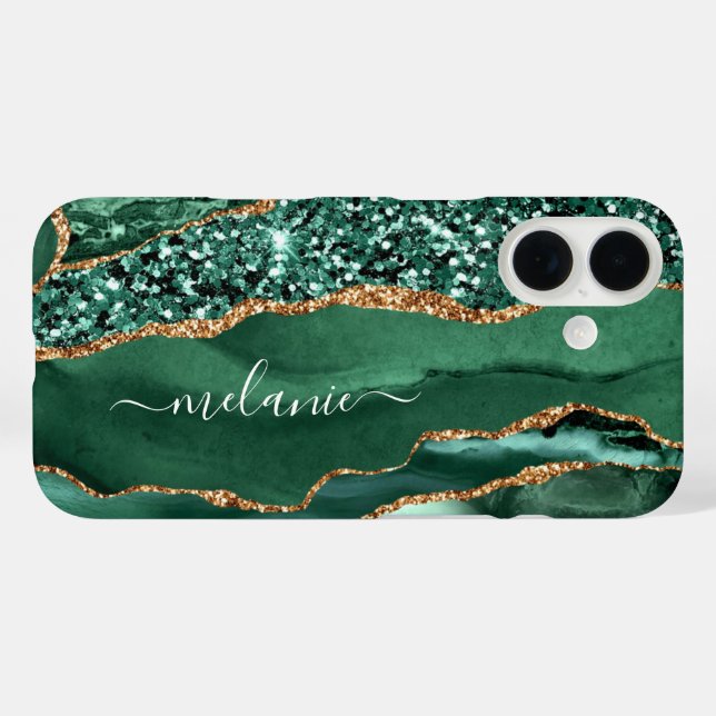 Coque Pour iPhone 16 Emerald Green Parties scintillant coque iphone Gol (Verso (horizontal))