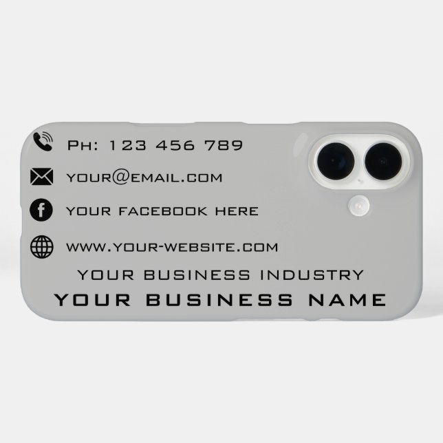 Coque Pour iPhone 16 Entreprise Texte Info Votre coque iphone Carte de  (Verso (horizontal))