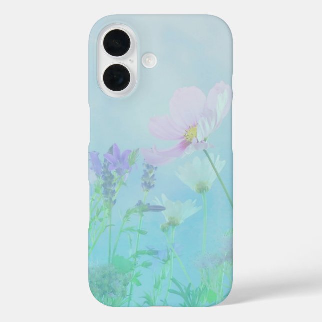 Coque Pour iPhone 16 Fleurs sauvages sur coque iphone Floral bleu doux (Verso)