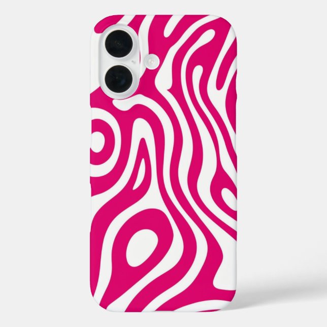 Coque Pour iPhone 16 Gras Rose Swirl iPhone 16 coque - Vague rétro (Verso)