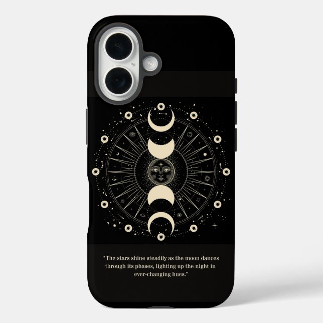 Coque Pour iPhone 16 Harmonie Céleste : Phases de la Lune Coque iPhone (Verso)