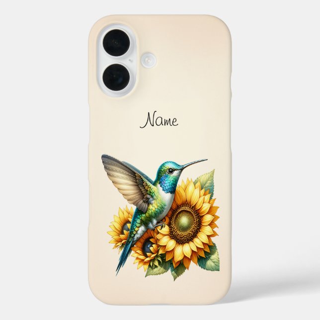 Coque Pour iPhone 16 Hummingbird avec Fleurs Coque-Mate coque iphone (Verso)