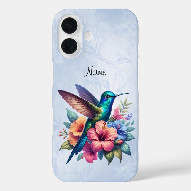 Coque Pour iPhone 16 Hummingbird avec Fleurs Coque-Mate coque iphone (Verso)