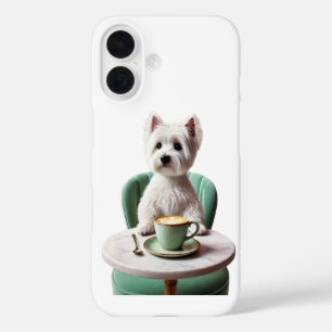 Coque Pour iPhone 16 iPhone 16 Coque - Westie ayant un latte