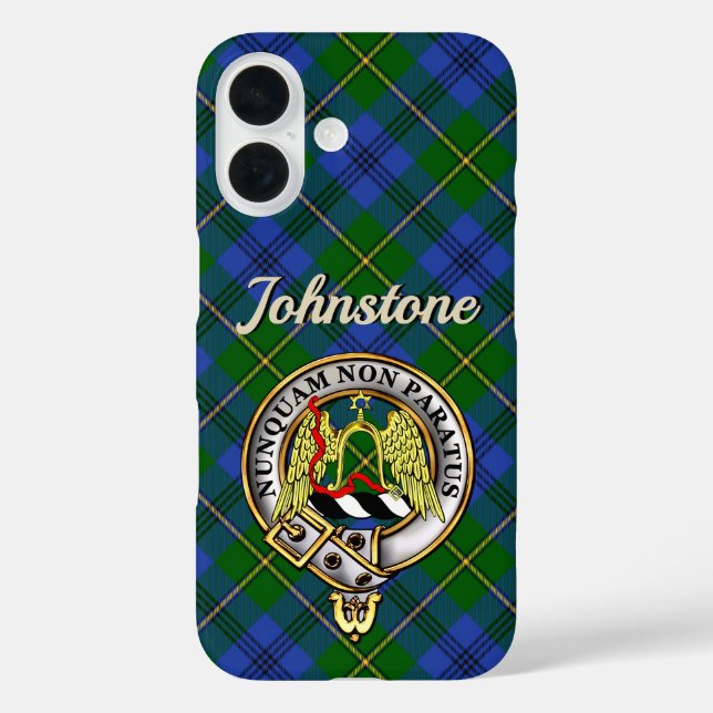 Coque Pour iPhone 16 Johnstone Clan Badge & Tartan iPhone / coque ipad (Verso)