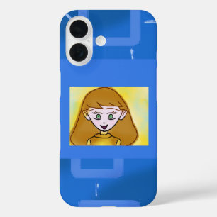 Coque Pour iPhone 16 Joyeux Carton bleu géométrique iPhone / coque ipad