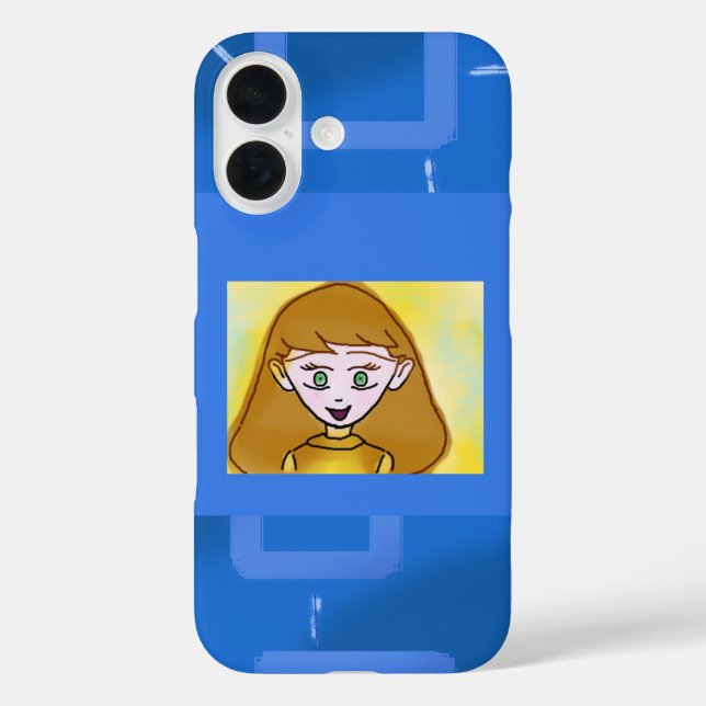 Coque Pour iPhone 16 Joyeux Carton bleu géométrique iPhone / coque ipad (Verso)