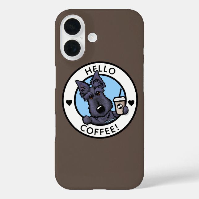 Coque Pour iPhone 16 KiniArt Café Scottie Coque-Mate coque iphone (Verso)