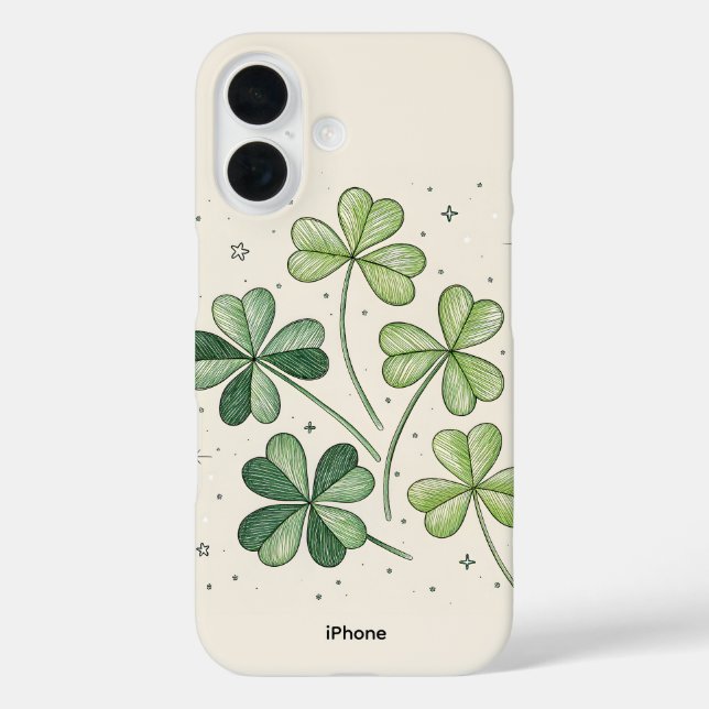Coque Pour iPhone 16 Lucky Clover iPhone 16 Coque (Verso)