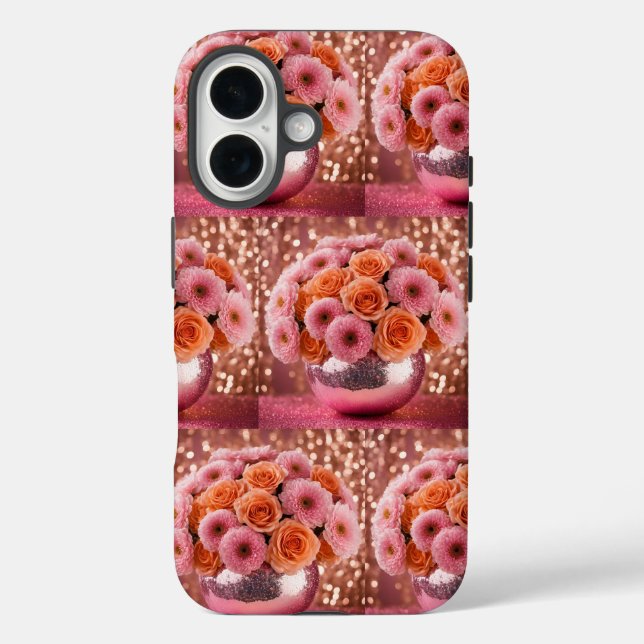 Coque Pour iPhone 16 Luxe Orange Flowers iPhone 16 Coque (Verso)