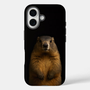 Coque Pour iPhone 16 Marron 4 Luxe coque iPhone 16 Mate, Marmotte Fluff