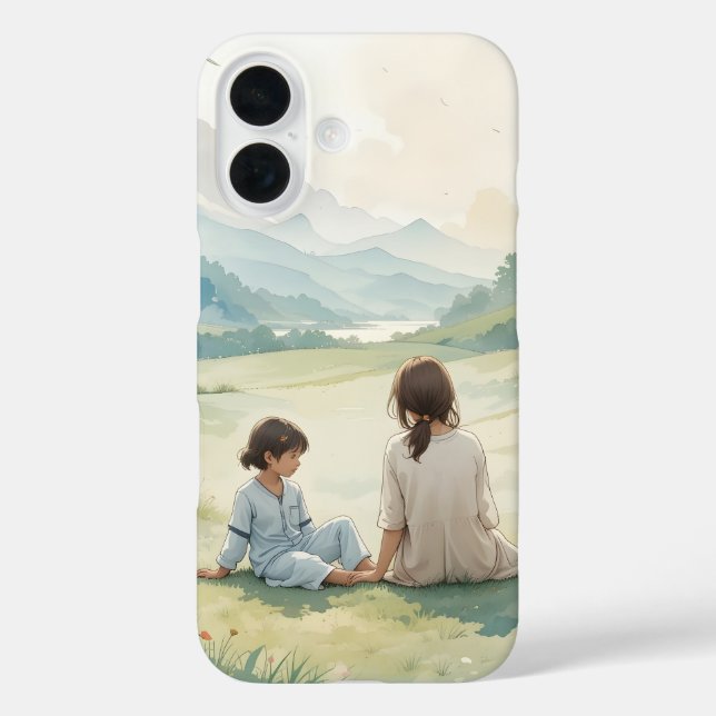 Coque Pour iPhone 16 Mère et enfant par la rivière iPhone / coque ipad (Verso)