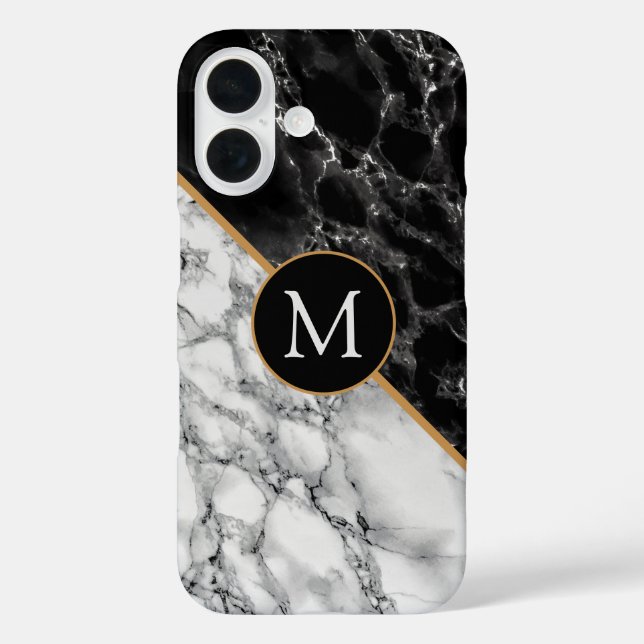 Coque Pour iPhone 16 Monogramme Votre Lettre Marbre coque iphone (Verso)