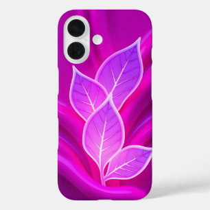 Coque Pour iPhone 16 Neon Feuilles roses Coque -Mate coque iphone
