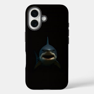 Coque Pour iPhone 16 Noir 4 Luxe coque iPhone 16 Mate, Grand Requin Bla