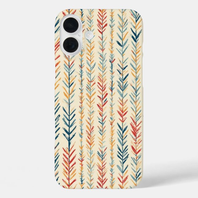 Coque Pour iPhone 16 Plus Bandes d'aiguilles de pin peint - IPhone 16 Coque (Verso)