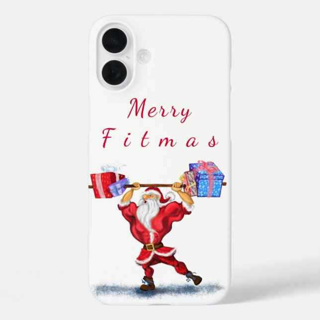 Coque Pour iPhone 16 Plus Bodybuilder Père Noël coque iphone de Noël (Verso)
