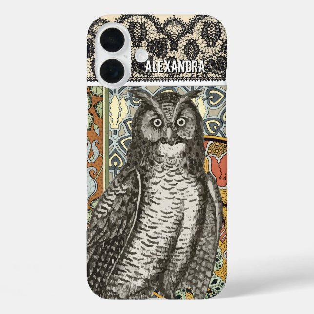 Coque Pour iPhone 16 Plus Chouette personnalisée Damask iPhone 7 coque (Verso)