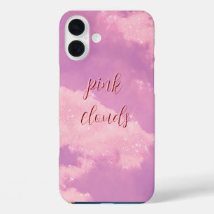 Coque Pour iPhone 16 Plus Clouds roses Coque monogrammé - Mate iPhone