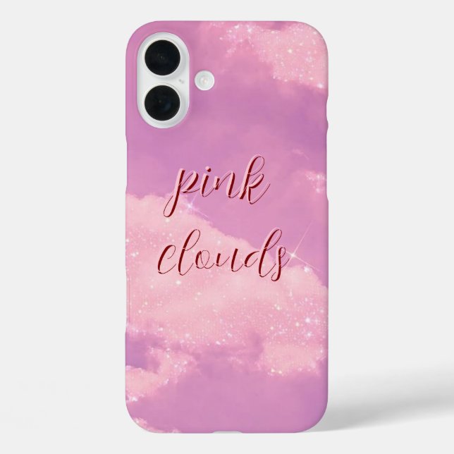 Coque Pour iPhone 16 Plus Clouds roses Coque monogrammé - Mate iPhone (Verso)