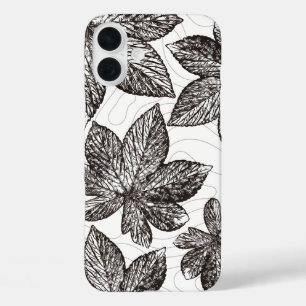 Coque Pour iPhone 16 Plus Coque iphone d'art de la ligne feuille dessinée à