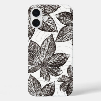 Coque Pour iPhone 16 Plus Coque iphone d'art de la ligne feuille dessinée à