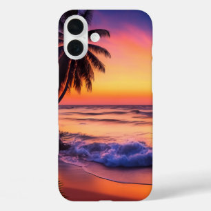 Coque Pour iPhone 16 Plus Coque iphone de coucher de soleil tropical