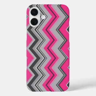Coque Pour iPhone 16 Plus Coque iphone de design rose et gris Chevron