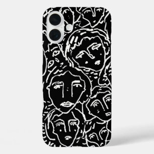 Coque Pour iPhone 16 Plus Coque iphone de faces monochromes - Abstrait Line