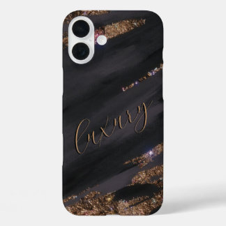 Coque Pour iPhone 16 Plus Coque Monogrammé Black Gold moderne - Mate iPhone