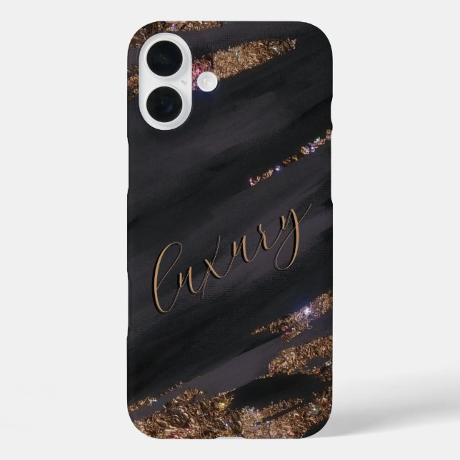 Coque Pour iPhone 16 Plus Coque Monogrammé Black Gold moderne - Mate iPhone (Verso)