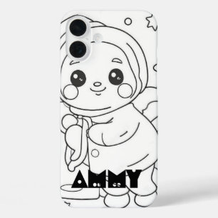 Coque Pour iPhone 16 Plus Coque monogramme de dessin animé - Mate iPhone