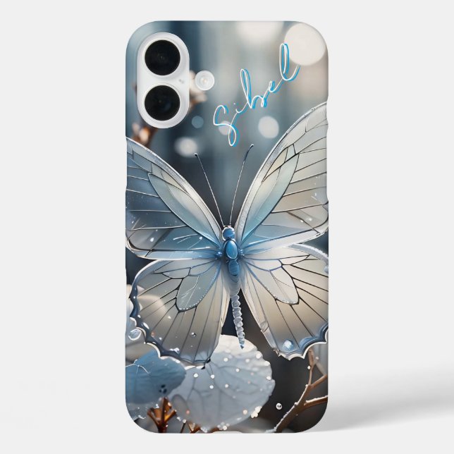 Coque Pour iPhone 16 Plus Coque monogramme de papillon blanc - coque iphone  (Verso)