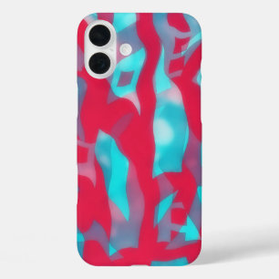 Coque Pour iPhone 16 Plus IPhone 16 Pink and Aqua Blue Abstrait Art Coque