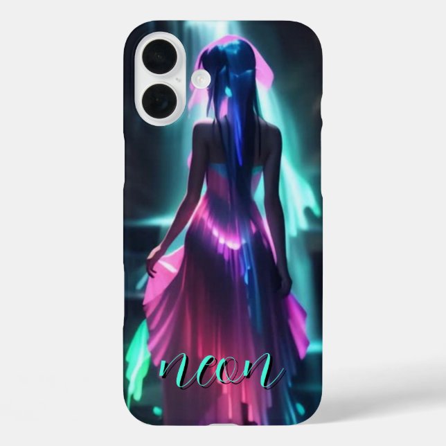 Coque Pour iPhone 16 Plus Neon Girl Monogrammed Coque - Mate iPhone (Verso)