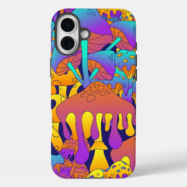 Coque Pour iPhone 16 Plus Psychedelic Drippy Mushroom iPhone / coque ipad (Verso)