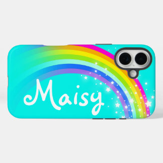 Coque Pour iPhone 16 Plus Rainbow aqua vert bleu couleur nom coque iphone