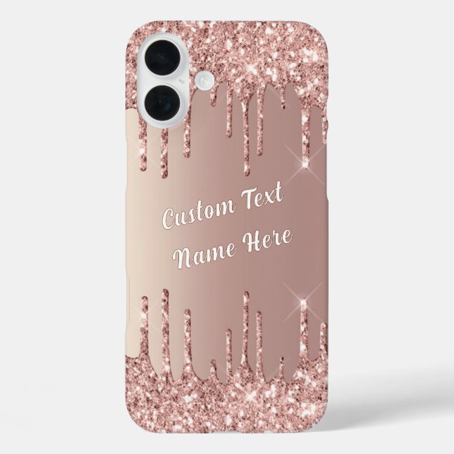 Coque Pour iPhone 16 Plus Rose Gold Parties scintillant coque iphone Sparkly (Verso)