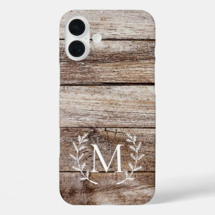 Coque Pour iPhone 16 Plus Rustic Wood Laurel Custom Monogramme coque iphone