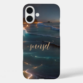 Coque Pour iPhone 16 Plus Sunset Ocean Monogrammed Coque - Mate iPhone