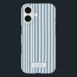 Coque Pour iPhone 16 Preppy Blue Stripe Monogramme Joli iPhone 16 Coque<br><div class="desc">Preppy Blue Stripe Monogramme initial iPhone 16 Coque</div>