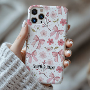 Coque Pour iPhone 16 Preppy Bow Motif coque iphone de nom personnalisé