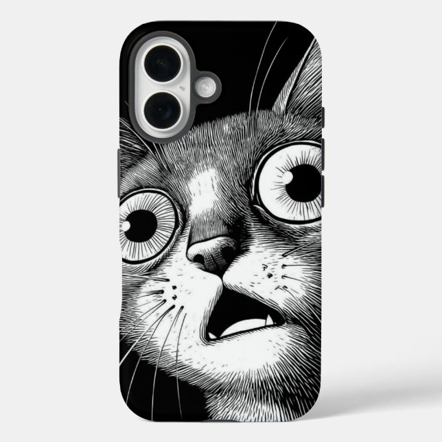 Coque Pour iPhone 16 Psycho Cat Retro coque iphone - Cool et Whimsical (Verso)