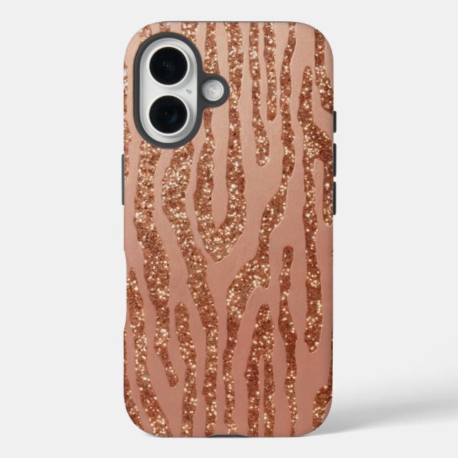Coque Pour iPhone 16 Rose Gold Faux Bois iPhone 16 Coque (Verso)