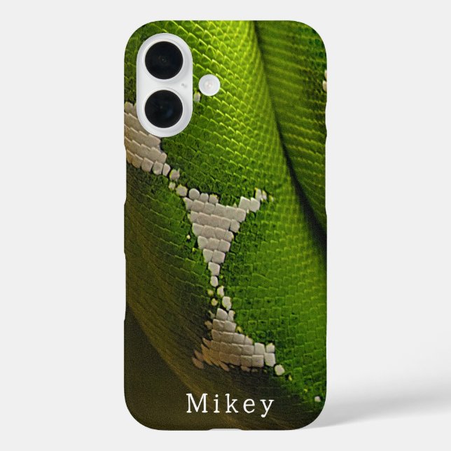 Coque Pour iPhone 16 Serpent vert personnalisé coque iphone robuste (Verso)