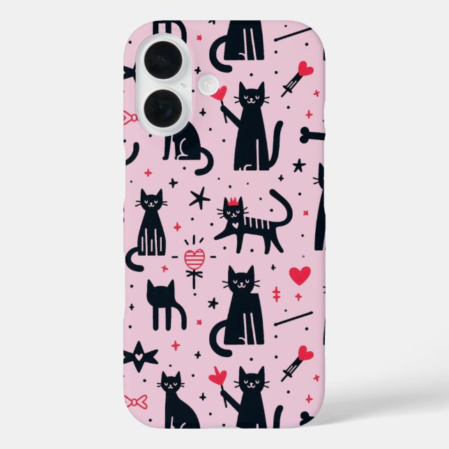 Coque Pour iPhone 16 Silhouettes de chats mignons iPhone / coque ipad (Verso)