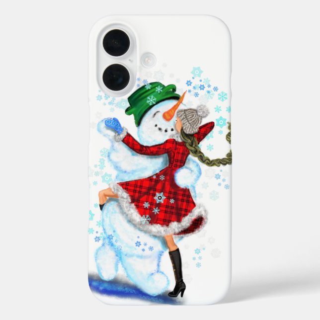Coque Pour iPhone 16 Snowman de Noël et danseuses coque iphone (Verso)
