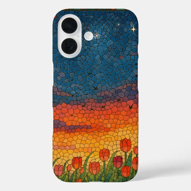 Coque Pour iPhone 16 Starry Tulip Sunset Retro iPhone / coque ipad (Verso)